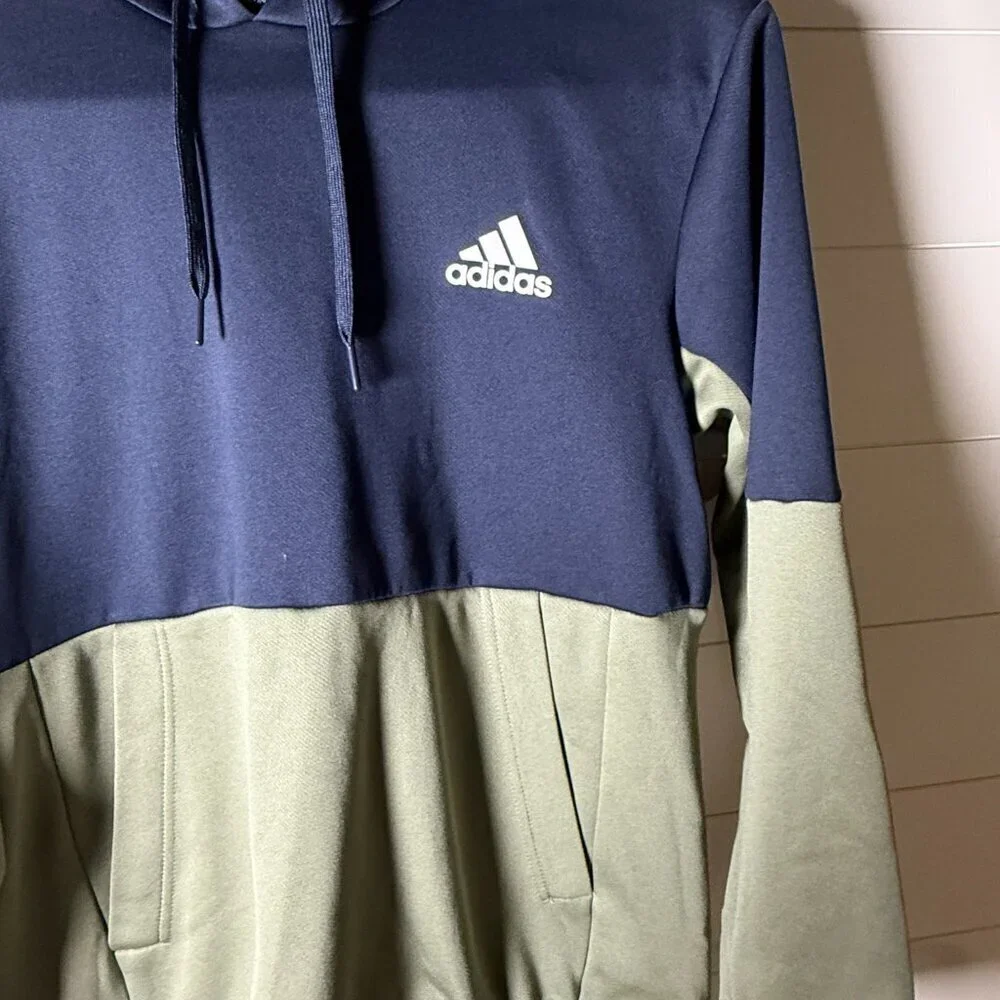 Adidas Aeroready Hoodie Gray & Navy Size Medium